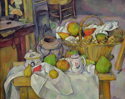 Stilleven met mand door Paul Cézanne